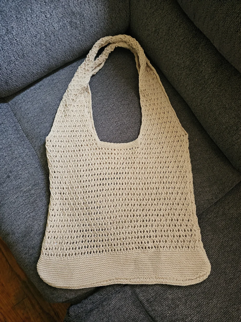 Beige Crochet Market Tote Bag